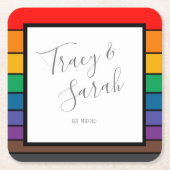 虹色ブロック ストライプ スクエアペーパーコースター (正面)