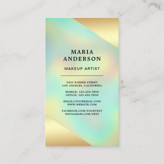 虹色ホエレガントログラフィック化粧アーティスト写真 名刺 (裏面)