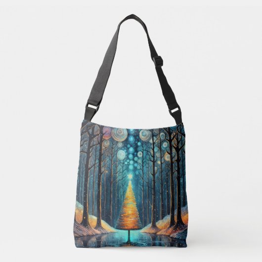 虹色ホリデードリーム🎄白熱［赤熱］光を放つクリスマスツリー クロスボディバッグ (正面)