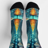 虹色ホリデードリーム🎄白熱［赤熱］光を放つクリスマスツリー ソックス (上部)