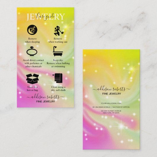 虹色ホログラフィエレガントックジュエリー気に 名刺 (正面/裏面)
