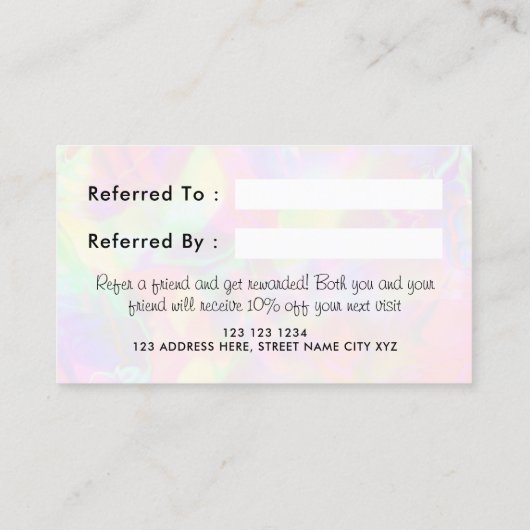 虹色ホログラフィエレガントックパステル 紹介カード (裏面)