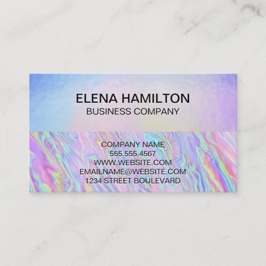 虹色ホログラフィックパステルフォイルテクスチャ 名刺 (正面)