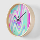 虹色ホログラフィック液体スワール 壁時計 (傾斜)