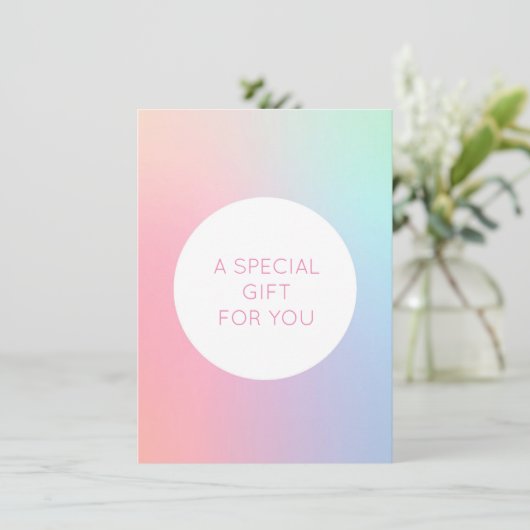 虹色ホログラフィック美しいギフト券 招待状 (スタンド正面)