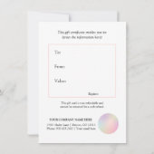 虹色ホログラフィック美しいギフト券 招待状 (裏面)