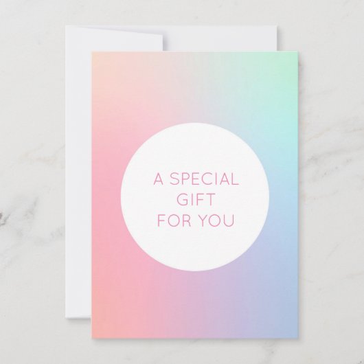 虹色ホログラフィック美しいギフト券 招待状 (正面)