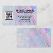 虹色ホログラフィック |レインボーリキッド | QR 名刺 (正面/裏面)