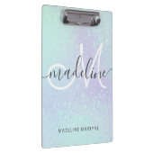 虹色ホログラフィフェイクックグリッターモノグラム クリップボード (右)