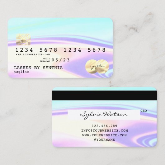 虹色ホログラフィモダンッククレジットカード 名刺 (正面/裏面)