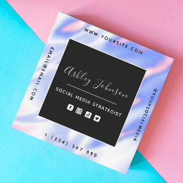 虹色ホログラフ勾配ソーシャルメディアQRコード スクエア名刺