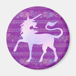 虹色ボヘミアンパターン&ユニコーンシルエット マグネット