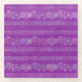 虹色ボヘミアンユニコーン模様 ガラスコースター (正面)