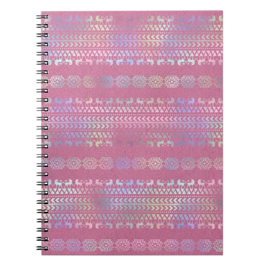 虹色ボヘミアンユニコーン模様 ノートブック (正面)