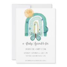 虹色ボーホー水彩モダンターコイズブルー太陽月