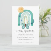 虹色ボーホー水彩モダンターコイズブルー太陽月 招待状 (スタンド正面)