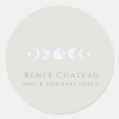 虹色ムーンフェイズヨガスピリチュアルコーチ ラウンドシール (正面)