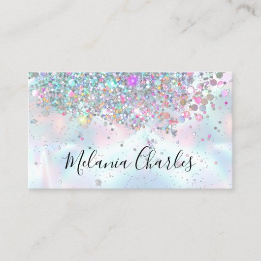 虹色メイクアップアーティストホログラフィーグリッターシック 名刺 (正面)