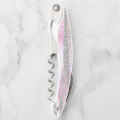 虹色モダンとシルバーのグリッターストロークストライプ ソムリエナイフ (正面)