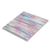 虹色モダンとシルバーのグリッターストロークストライプ タイル (側面)