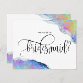 虹色モダンのオパールが私の花嫁のメイドになる 招待状 (正面/裏面)