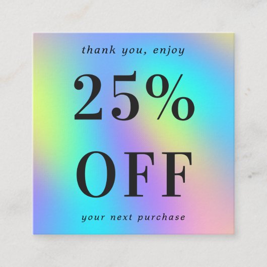 虹色モダンはっきりしたタイポグラフィ小規模企業 割引カード (正面)