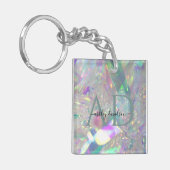 虹色モダンエンジェルティンセルキーチェーン キーホルダー (正面左)