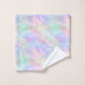 虹色モダンオパールスタイリッシュモノグラムのロゴ バスタオルセット (ウォッシュタオル)