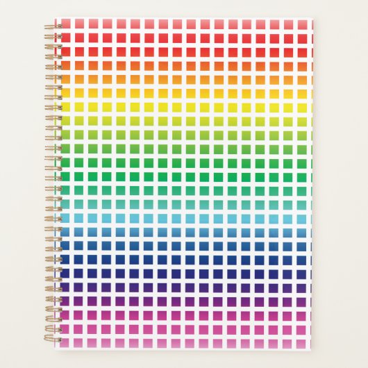 虹色モダングラデーション格子模様 プランナー手帳 (正面)
