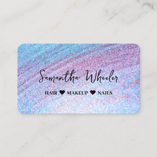 虹色モダンフェイクホログラフィックガラスグリッター 名刺 (正面)