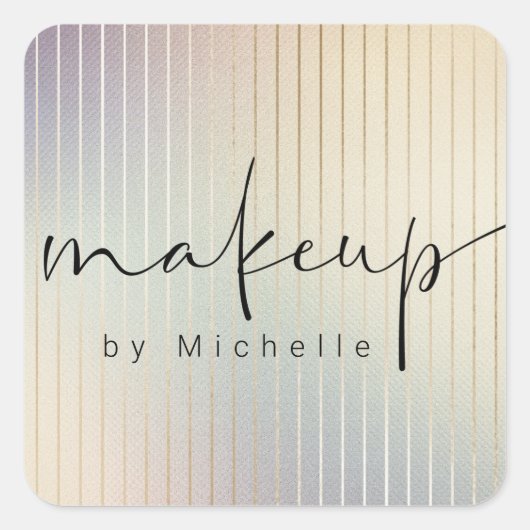 虹色モダン文字メイクアップアーティストモノグラム スクエアシール (正面)