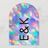 虹色モダン超モノグラ結婚ム弓 招待状 (裏面)