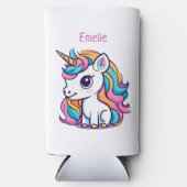 虹色ユニコーンのモチーフ スリム缶クーラー (正面)
