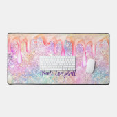 虹色ユニコーンピンクフェイクグリッタードリップ デスクマット (キーボード&マウス)