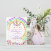 虹色ユニコーン写真招待状 虹色 招待状 (スタンド正面)