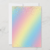 虹色ユニコーン ゴールドグリッター誕生日 招待状 (裏面)
