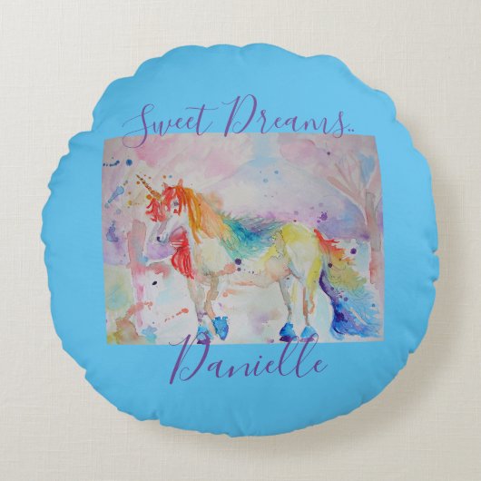 虹色ユニコーン ピンクガール スウィートドリーム クッション (正面)