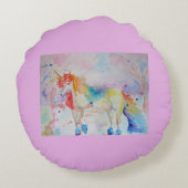 虹色ユニコーン ピンク 女の子 ぬいぐるみ ラブクッション ラウンドクッション (裏面)