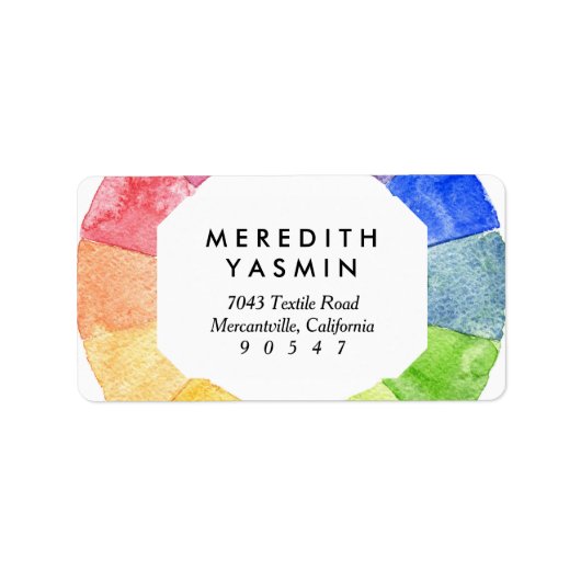 虹色リングモダンカラフル円 ラベル (正面)