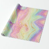 虹色レインボーグラディエントおよび金箔層 ラッピングペーパー (アンロールド)