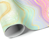 虹色レインボーグラディエントおよび金箔層 ラッピングペーパー (ロールコーナー)