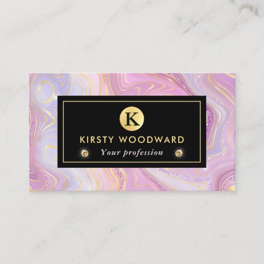 虹色レインボーグラディエントおよび金箔層 名刺 (正面)