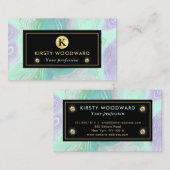 虹色レインボーグラディエントおよび金箔層 名刺 (正面/裏面)