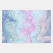 虹色レインボーグラディエントおよび銀箔の地層 ラッピングペーパーシート (正面3)