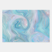 虹色レインボーグラディエントおよび銀箔の地層 ラッピングペーパーシート (正面)