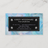 虹色レインボーグラディエントおよび銀箔の地層 名刺 (裏面)