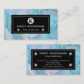 虹色レインボーグラディエントおよび銀箔の地層 名刺 (正面/裏面)