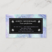 虹色レインボーグラディエントおよび銀箔の地層 名刺 (裏面)