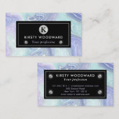 虹色レインボーグラディエントおよび銀箔の地層 名刺 (正面/裏面)