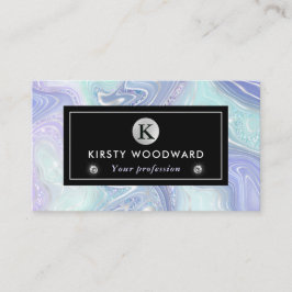 虹色レインボーグラディエントおよび銀箔の地層 名刺